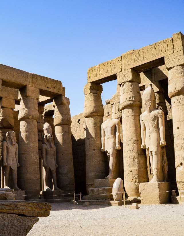 The colonnade and statues of Luxor Temple