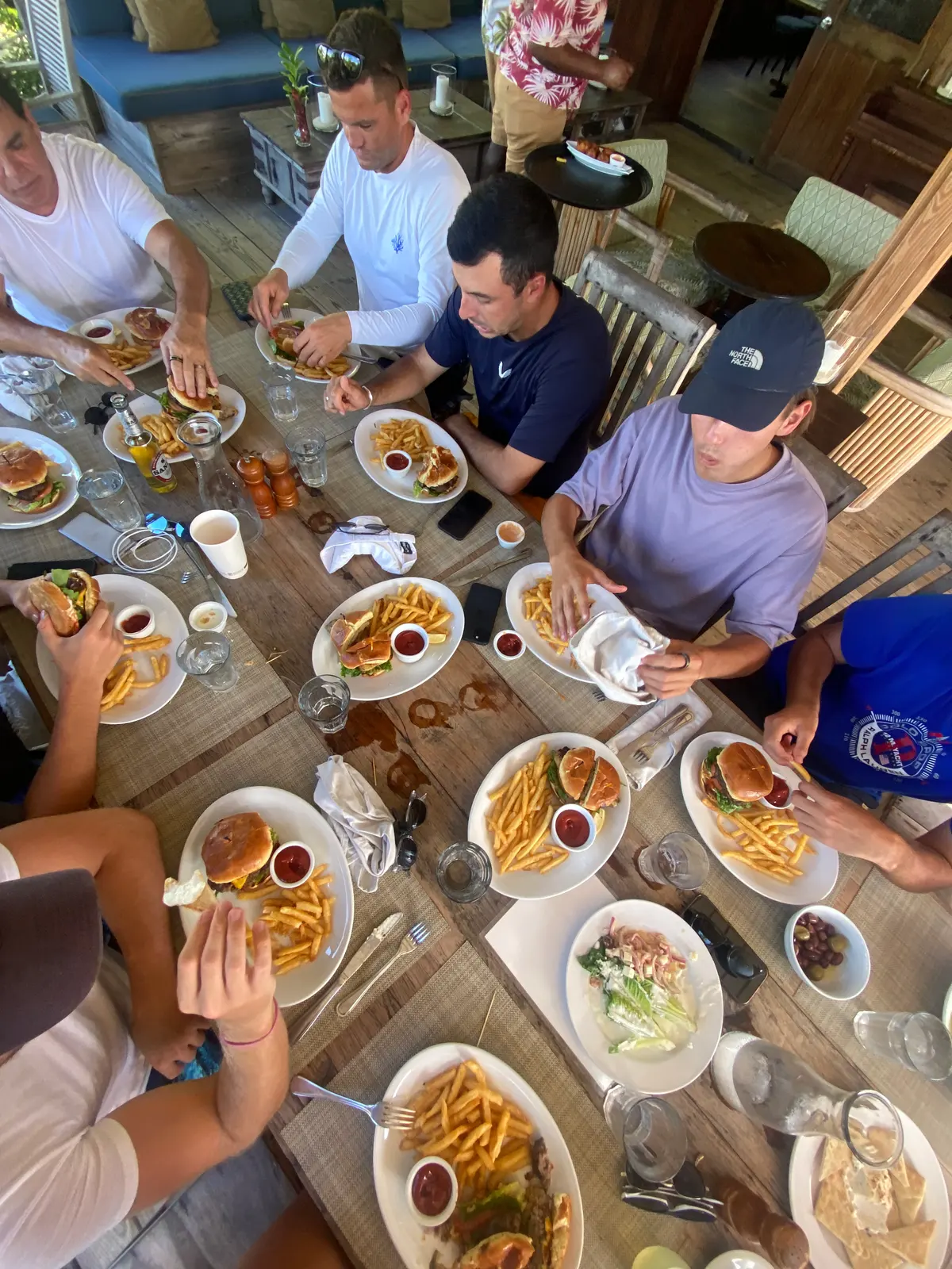 Burgers at MacDuff's on Norman's Cay
