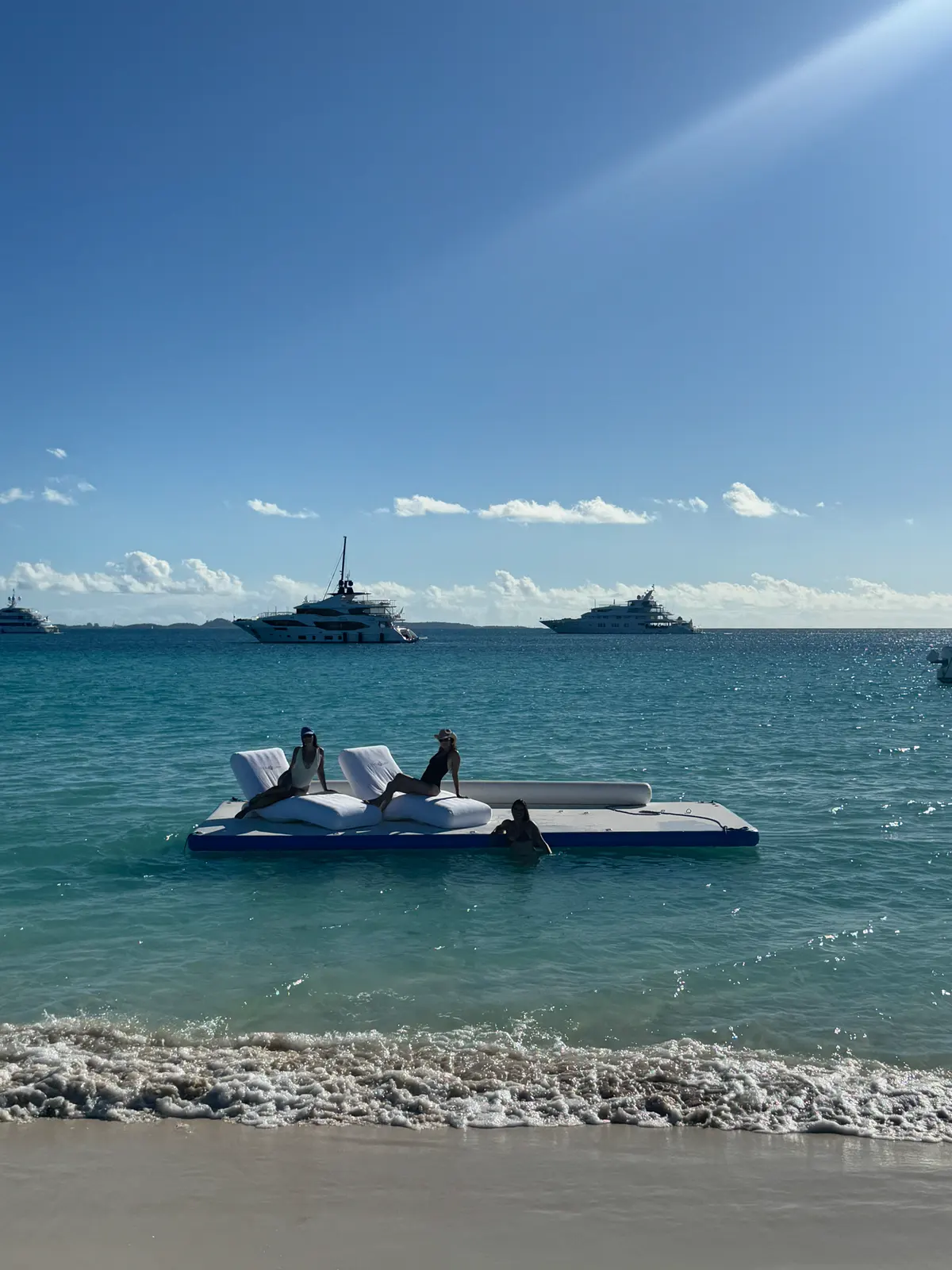 Friends on the floating platform off Anguilla