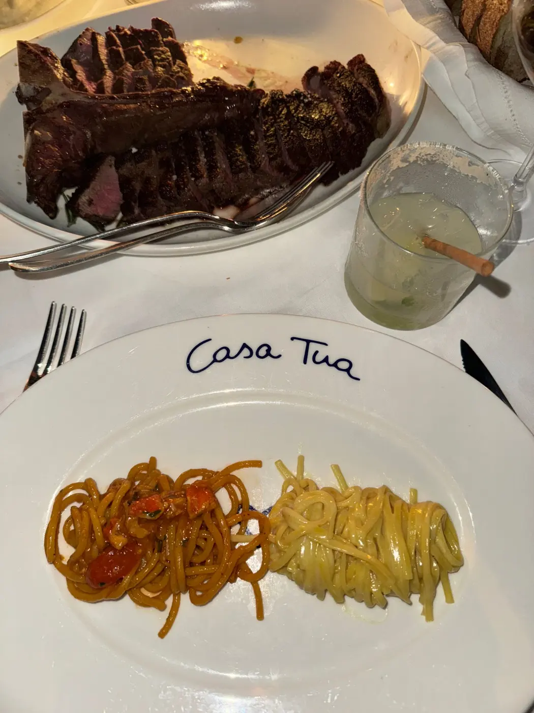 Dinner at Casa Tua, Miami: steak and two pastas