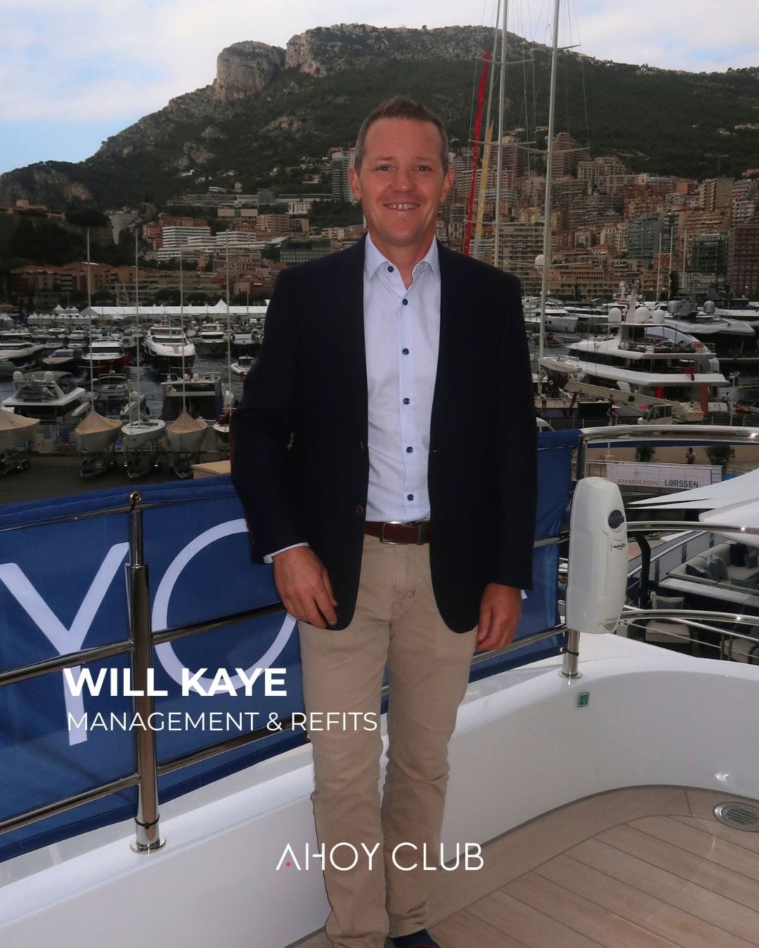 Will Kaye, Management and refits, Ahoy Club, on board in Port Hercules at the Monaco Yacht Show