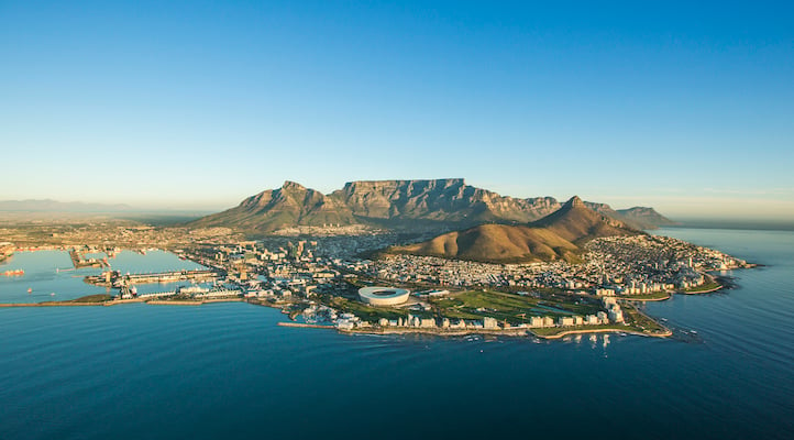 An aerial image showcasing Cape Town South Africa.