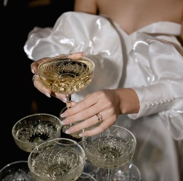 champagne tower at a wedding