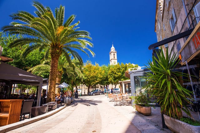 Old city center of Sartene town, Corsica, France, Europe