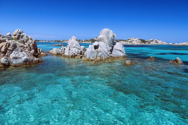 Sea and stone formations in Maddalena Islands, Sardinia, Italy