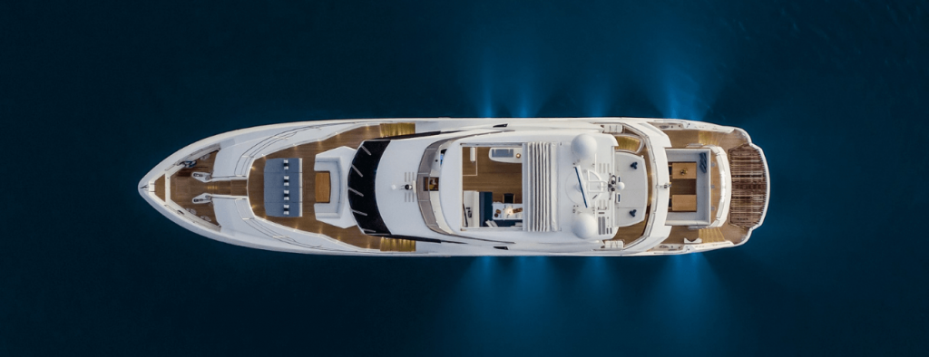 drone shot of stunning luxury superyacht