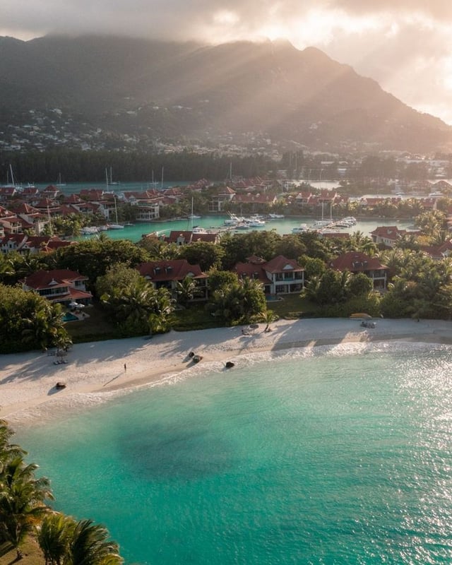 View of Eden Island and Mahe Island in the Seychelles