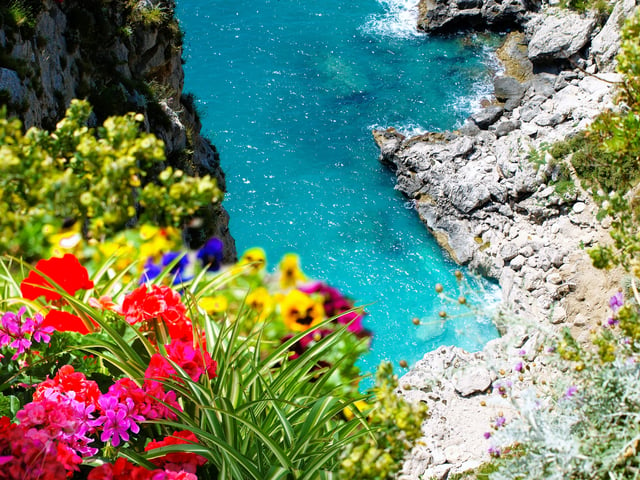 Top view of a bay in Capri, Italy
