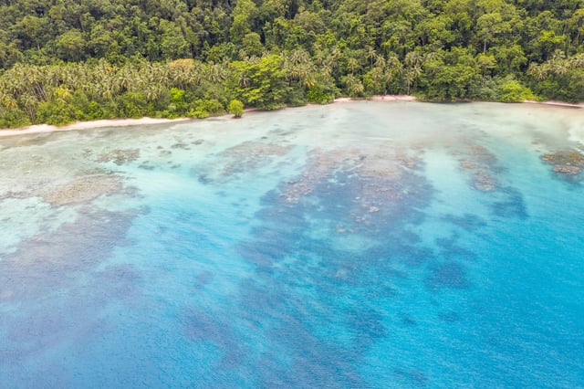 A bird's eye view of the remote island of New Ireland in Papua New Guinea