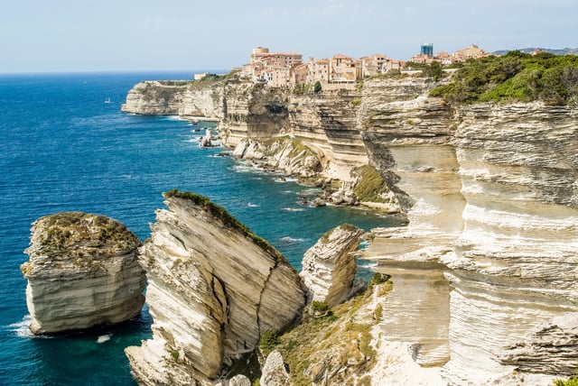 View of the city of Bonifacio, Corsica, France