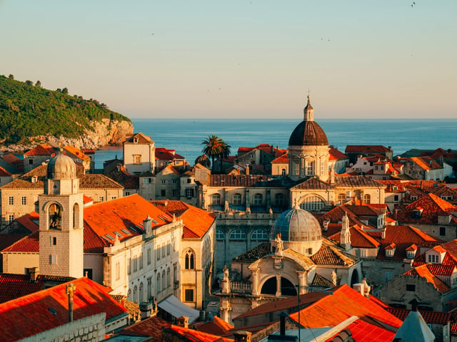 City landscape and sunset in Dubrovnik, Croatia