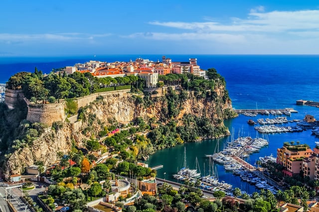 The rock the city of principaute of Monaco and Monte Carlo in the south of France