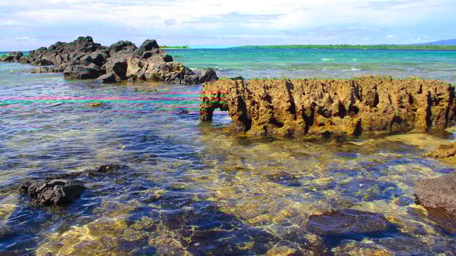 Beautiful pacific ocean rocks from south coast road of Savai'i, Samoa