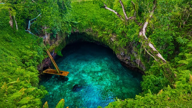 To Sua ocean trench famous swimming hole Upolu, Samoa