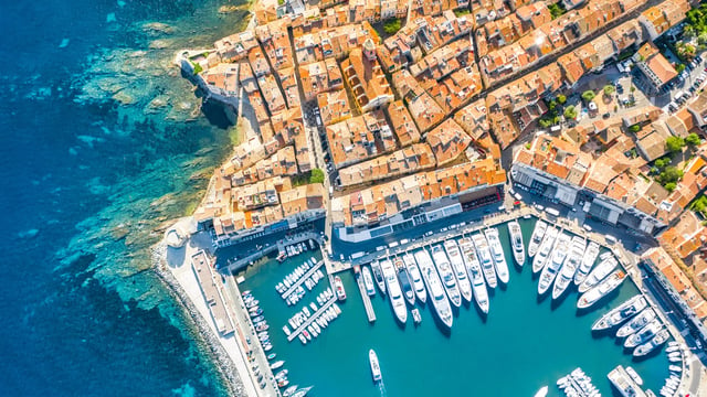 View of the city of Saint-Tropez, Provence, Cote d`Azur