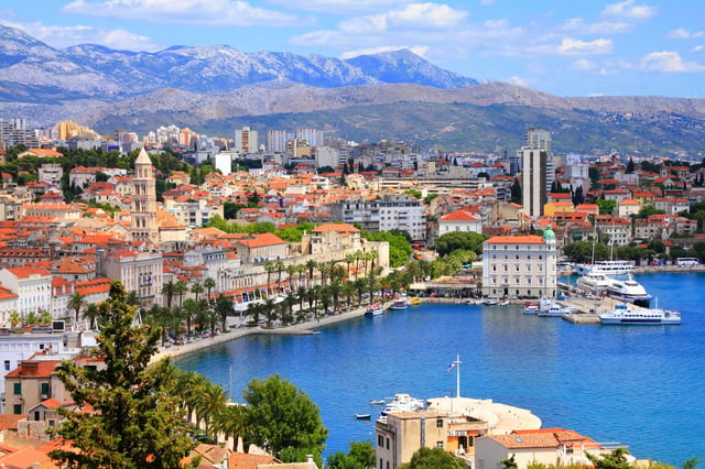 Coastline and harbor of Dubrovnik in Croatia