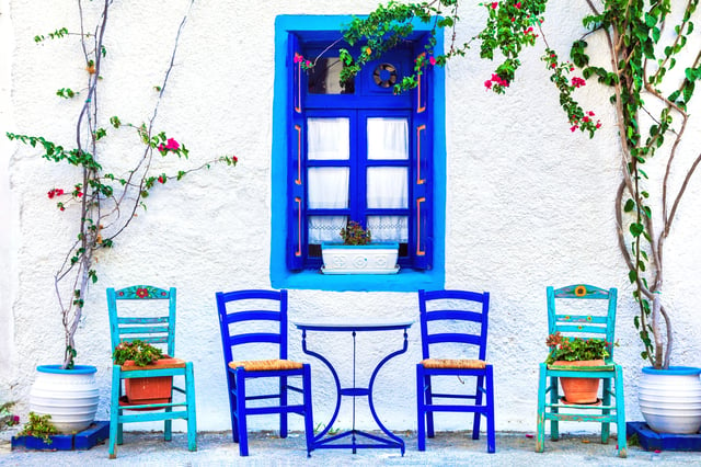 Greece outdoor furniture and architecture