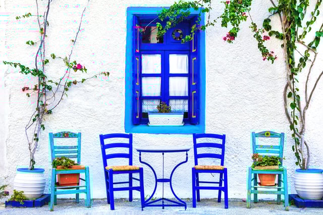 Greece outdoor furniture and architecture