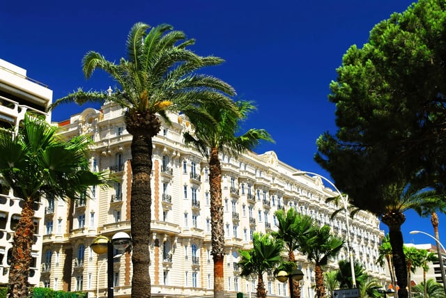 Luxury hotel on Croisette promenade in Cannes France