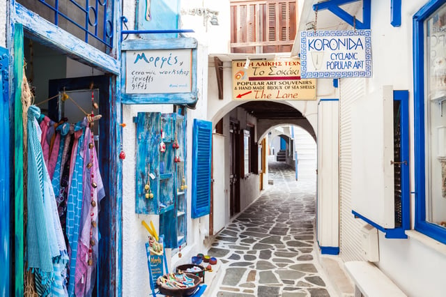 Naxos, Greece street shopping
