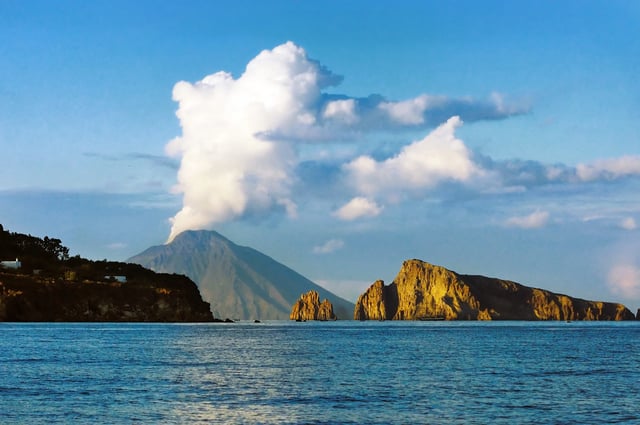 The active volcano on Stromboli Island, Italy