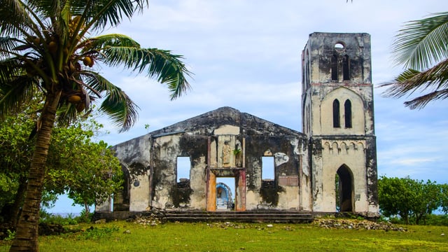 A temple destroyed by a tsunami in Faleālupo