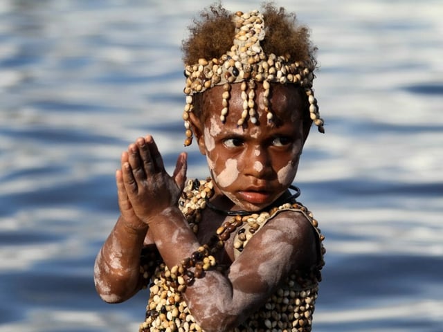 A child living in the Sepik River Papua New Guinea