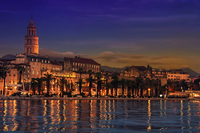 View of Split is the second-largest city of Croatia at night