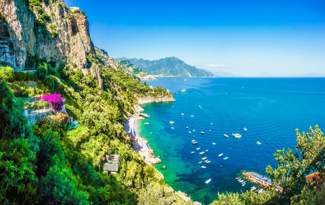 The Amalfi Coast with yachts and boats