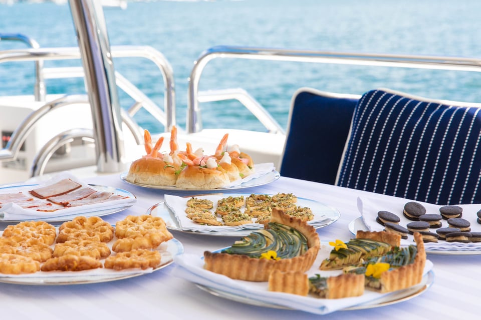 gourmet canapes onboard a superyacht