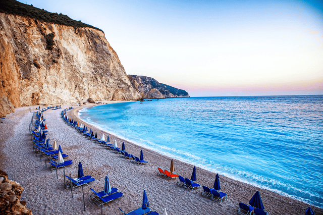 Pebbled beach in Lefkada, Greece
