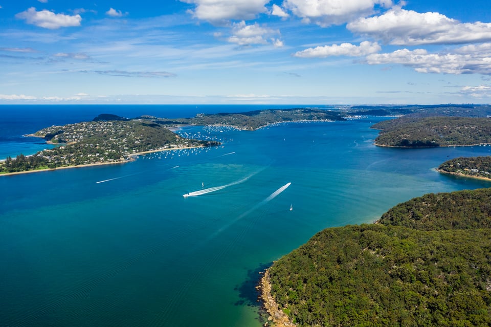 aerial view of Pittwater, Sydney