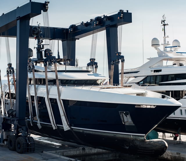 yacht in shipyard